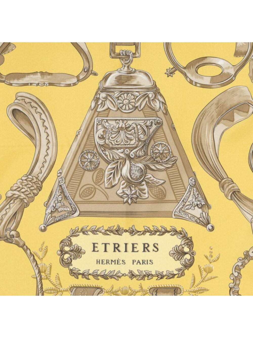 Hermes Scarf Yellow Blanc's Twill Silk - Picture 3 of 5